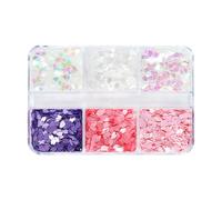 Purpurina de uñas, decoración holográfica para uñas, en 6 colores, copos de pétalos de flores, confeti, mezcla de purpurina para diseño de uñas, chips de decoración de brillo para mujeres manicura