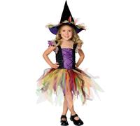 Purpurina Disfraz de Bruja Niños Fiesta Halloween Niña Conjunto + Ha