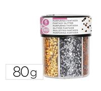 Purpurina fantasia liderpapel corazon y estrella color oro y plata bote de 80gr - NT01