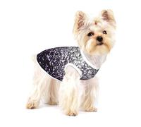 Purpurina púrpura, Negra y Plateada,Camiseta de algodón sin Mangas para Mascotas, Chaleco Transpirable, Suave y elástico para Cachorros,S