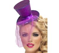 Purpurina Show Niña Sombrero de Copa Mini Tocado Burlesque Disfraz Adulto