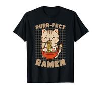 Purr-FECT Ramen Cat Comiendo Fideos Kawaii Kitty Camiseta