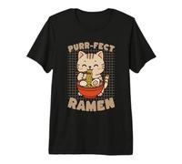 Purr-FECT Ramen Cat Comiendo Fideos Kawaii Kitty Camiseta Premium