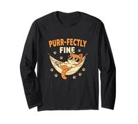 Purr-fectly Fine Cat Lover Cita para Amigos Felinos Manga Larga