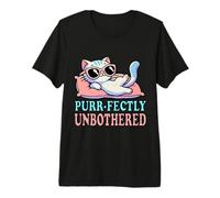 Purr-Fectly Unbothered - Arte Relajado para Gatos - Felino Minimalista Camiseta Premium