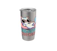 Purr-Fectly Unbothered - Arte relajado para gatos - Felino minimalista Vaso térmico de acero inoxidable de doble pared