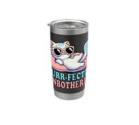 Purr-Fectly Unbothered - Arte relajado para gatos - Felino minimalista Vaso térmico de acero inoxidable de doble pared