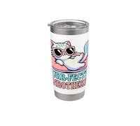 Purr-Fectly Unbothered - Arte relajado para gatos - Felino minimalista Vaso térmico de acero inoxidable de doble pared