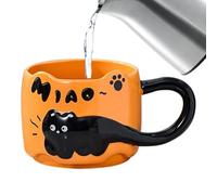 Purr Mug - 380ml Cat Coffee Cup for Beverage Enjoyment | Ceramic Drinkware Charming Feline Design Comfortable Handle Heat Retaining Structure Smooth Rim Finish for Tea Latte Cappuccino Milk Juice Soda