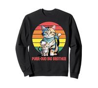 Purr-Oud Gran Hermano Gato Gatito Retro Puesta de Sol Amante Felino Sudadera