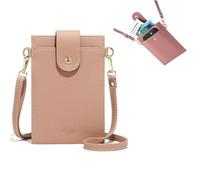 Purrcase 2025 New Women's Ultra-Slim Vertical Cell Phone Wallet, with Pocket Card Holder PU Crossbody Bag (Light pink)
