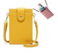 Purrcase 2025 New Women's Ultra-Slim Vertical Cell Phone Wallet, with Pocket Card Holder PU Crossbody Bag (yellow)