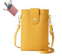 Purrcase 2025 New Women's Ultra-Slim Vertical Phone Wallet, Crossbody Bag with Card Slots and Pockets (Yellow)