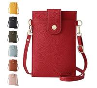 Purrcase 2025 New Women's Ultra-Slim Vertical Phone Wallet, Women's Crossbody Bag with Card Slots and Pockets (Red)