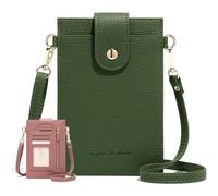 Purrcase Women's Ultra-Slim Vertical Phone Wallet - Card Holder with Pockets, PU Mini Crossbody Bag with Card Slots and Pockets (Green)