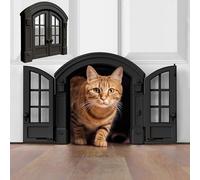 Purrfect Portal Puerta de gato francés, elegante puerta interior sin solapa para gatos de tamaño promedio de hasta 20 libras, fácil instalación de bricolaje, instalación segura en minutos, no necesita