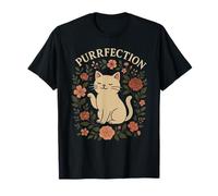 Purrfection Floral Cat Pun Design Adorable Humor Design Camiseta