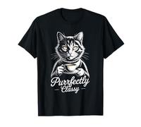 Purrfectly Classy Cat Tea Drinking Cats and Tea Lover Camiseta