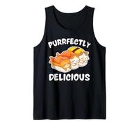 Purrfectly Delicious Kawaii Lindo Gatos Sushi Durmiendo Camiseta sin Mangas