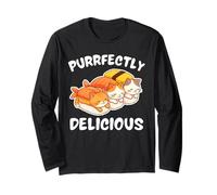 Purrfectly Delicious Kawaii Lindo Gatos Sushi Durmiendo Manga Larga