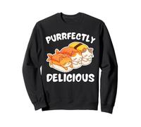 Purrfectly Delicious Kawaii Lindo Gatos Sushi Durmiendo Sudadera