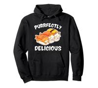 Purrfectly Delicious Kawaii Lindo Gatos Sushi Durmiendo Sudadera con Capucha