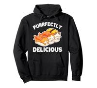 Purrfectly Delicious Kawaii Lindo Gatos Sushi Durmiendo Sudadera con Capucha