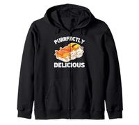 Purrfectly Delicious Kawaii Lindo Gatos Sushi Durmiendo Sudadera con Capucha