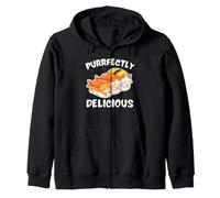 Purrfectly Delicious Kawaii Lindo Gatos Sushi Durmiendo Sudadera con Capucha