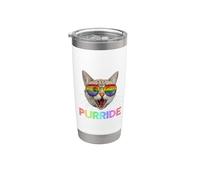 Purride Funny Cat Gay Pride Rainbow Sunglasses LGBTQ Vaso térmico de acero inoxidable de doble pared