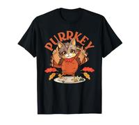 Purrkey Funny Día de Acción de Gracias Pavo Gato Gatito Gatos Dueño Camiseta