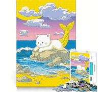Purrmaid︰ Rompecabezas de 1000 Piezas de una Sirena Gata en la Playa para Adolescentes Desarrolla la Mente y Divierte a Toda la Familia Bordes precisos Regalo Memorable (50x75cm)