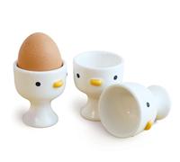 PURROOM Divertidas tazas de huevo de pato, bonitas tazas de huevo de pollito, juego de regalo de 3, cerámica de seguridad esmaltada hecha a mano, soporte para huevos hervidos suaves, desayuno y
