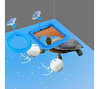 PurrrfectionPet Paquete de 2 anillos de alimentación de tortugas con ventosa y bolas nitrificantes, soporte para alimentos de peces, juguetes acuáticos para tortugas, tortugas, peces dorados, guppy