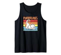 Purrrlates Pun Cat Haciendo Pilates Gráfico Camiseta sin Mangas