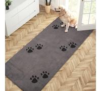 PURRUGS Alfombra de puerta de 31.5 x 70 pulgadas, antideslizante, lavable a máquina, rascador de zapatos, tapete de puerta de perro, tapete súper absorbente para zapatos y patas mojadas
