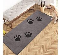 PURRUGS Felpudo atrapador de suciedad de 24 x 59 pulgadas, antideslizante, lavable a máquina, rascador de zapatos, tapete de puerta de perro, tapete súper absorbente para zapatos y patas húmedas