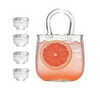 Purse Cup - Taza de té transparente con forma de bolso de mano, con 4 tazas pequeñas, para bodas, , cumpleaños, reuniones, brunch, té de la tarde, hogar, cocina, 2340 ml