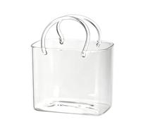 Purse Drinking Glass - Handbag Cocktail Cup Vase, Clear Glassware with Handle Detail, Hand-Blown Premium Quality, Worry-less Stable Base, for Women Ladies Home Wedding, Distinctive Tabletop Accent