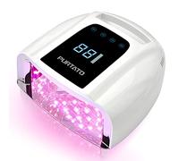 PURTATO Luz UV LED portátil inalámbrica recargable profesional de 96 W para máquina de lámpara de uñas con parte inferior de acero inoxidable extraíble, 4 ajustes de temporizador y secador de uñas con