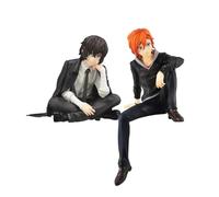 Puruuige 2 figuras de perros callejeros Bungo Dazai Osamu/Nakahara Chuuya, figura de tapón de fideos, modelo de anime sentado, estatua de personaje de PVC, decoración de escritorio, regalos