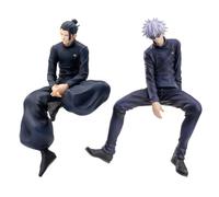 Puruuige 2 piezas figuras de anime Gojo Satoru/Geto Suguru modelo en pose sentada estatua de personaje 14cm PVC decoración de escritorio regalos