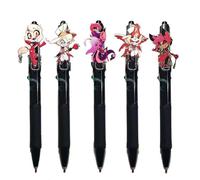 Puruuige 5 bolígrafos de gel de anime de 0,5 mm de tinta negra para dibujar Hazbin Hotel, bolígrafo suave, bonito regalo de suministros escolares de oficina