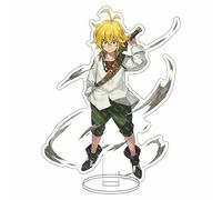 Puruuige Figura acrílica de pie de 16 cm de anime Los siete pecados capitales, Meliodas, Ban, Diane, Hawk, figuras en miniatura de doble cara transparente para decoración de escritorio coleccionable