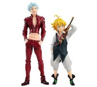 Puruuige Juego de 2 figuras de anime de Los siete pecados capitales, la ira de los dioses, modelo Meliodas Ban, estatua de PVC, siete pecados capitales, figura de acción, adornos coleccionables