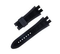 PURYN Ajuste para la correa de Roger Dubuis para la serie EXCALIBUR 28mm correa de cuero nobuk accesorios de correa de reloj de silicona(Black 19)