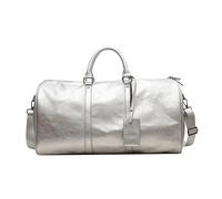 PURYN Bolsa de deporte de poliuretano para mujer, bolsa de gimnasio para hombre, bolsa de deporte de ocio, bolsa cruzada de gran capacidad para natación, yoga, viajes, entrenamiento, Silver, Talla