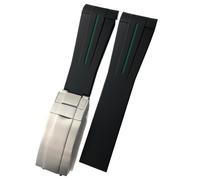 PURYN Correa de reloj de goma con extremo curvado, 20mm, 21mm, adecuada para Rolex Submariner GMT Daytona Deep Sea Dweller Explorer 2, correa de silicona(Green line,20mm gold buckle)