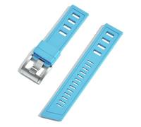 PURYN Correa de reloj Fluororubber FKM de 20mm y 22mm, correas de reloj impermeables de liberación rápida para cada marca de relojes de buceo(Sky Blue silver,20mm)