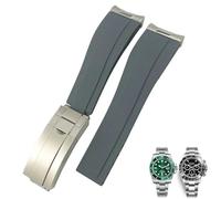 PURYN Correas de reloj de silicona de goma de 20mm y 21mm para correa de reloj Submariner Yacht Master OYSTERFLEX Daytona(Gray Matte buckle,21mm)